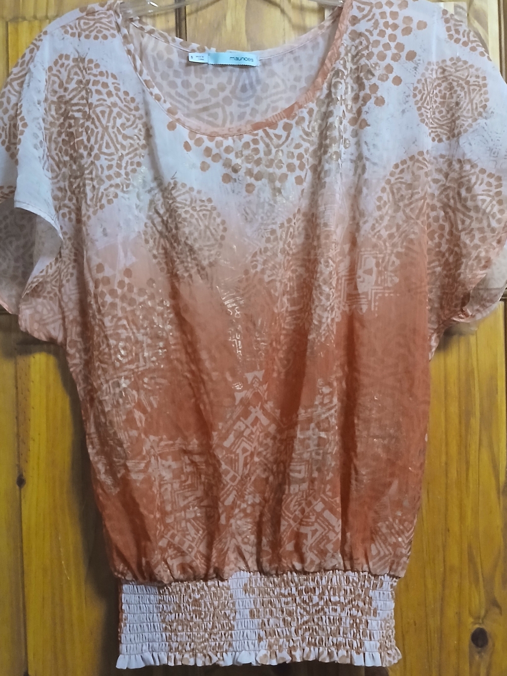 Maurices Peach Ombre Patterned Short Sleeve Top